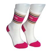 Chaussettes Mixte Signature Blanc - Rose "Libre"