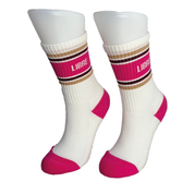 Chaussettes Mixte Signature Blanc - Rose "Libre"