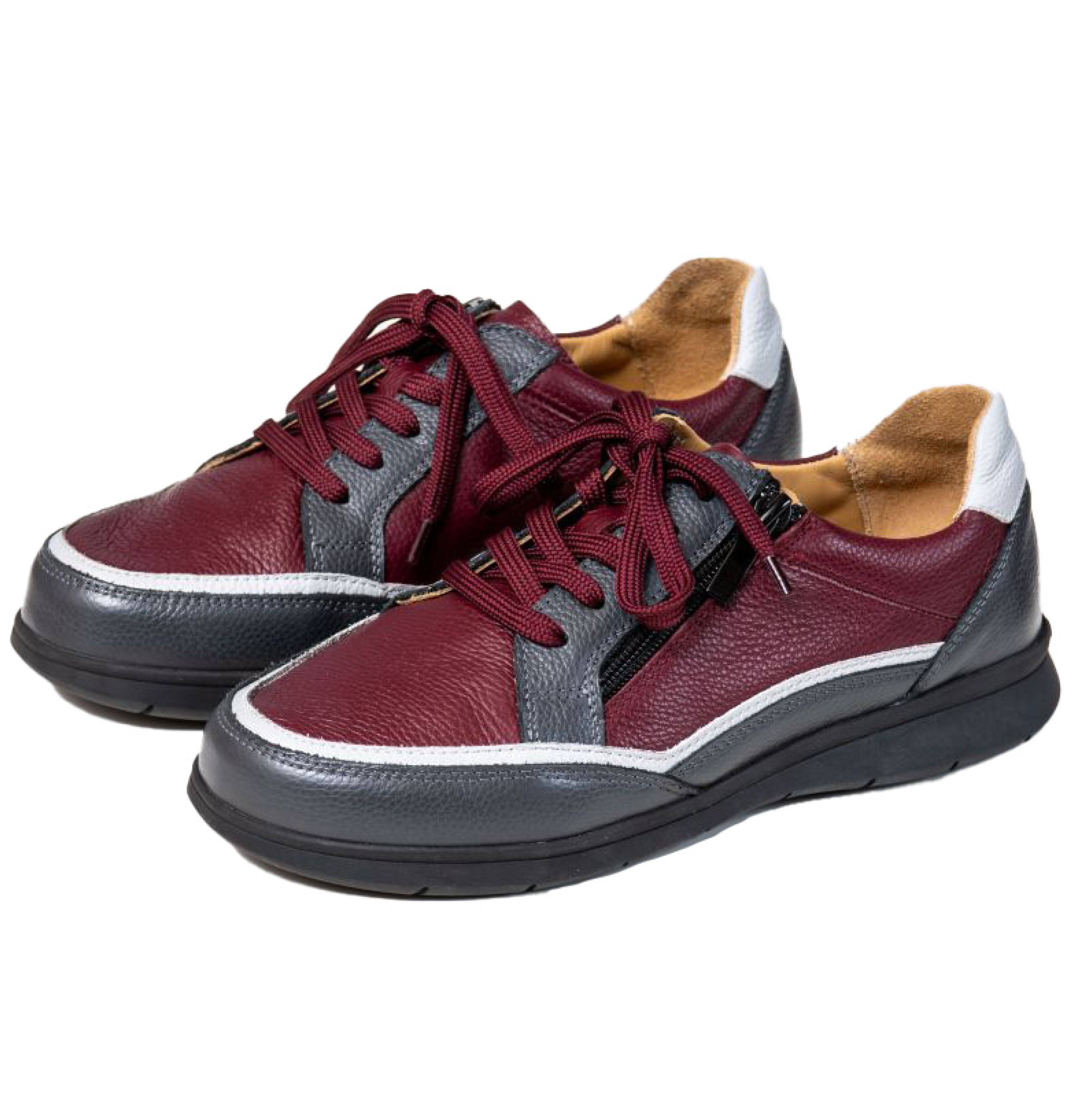 Basket Marie Noir-Bordeaux-Gris