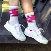 Chaussettes Mixte Signature Blanc - Rose "Libre"